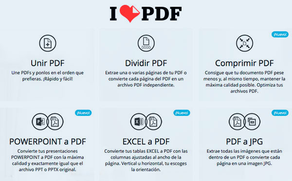 Convierte PDFs a cualquier archivo online con ilovepdf